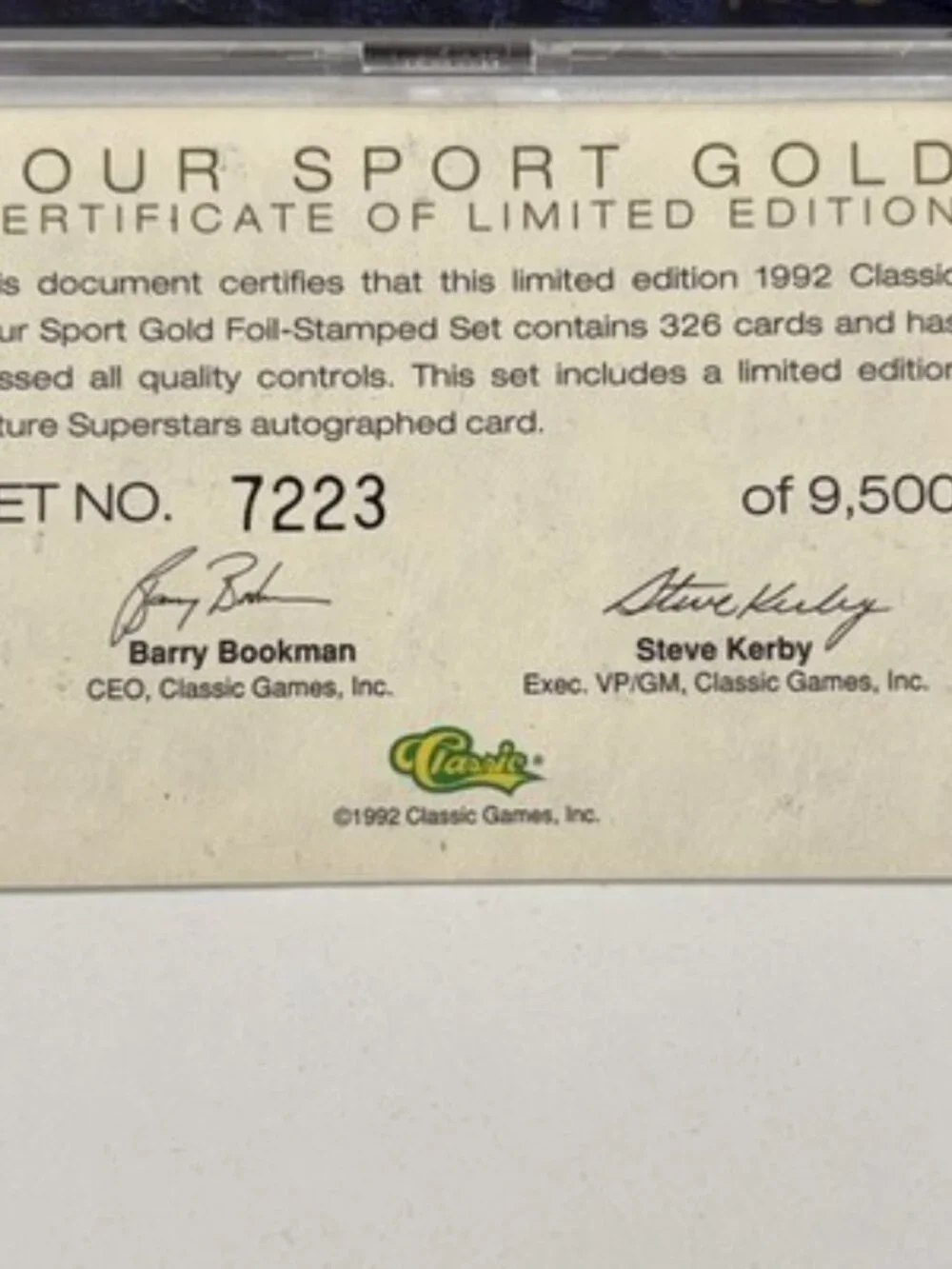 1992 Classic Four Sport Gold Foil Set Shaq Autograph 7223/9500 Wooden Box NEW